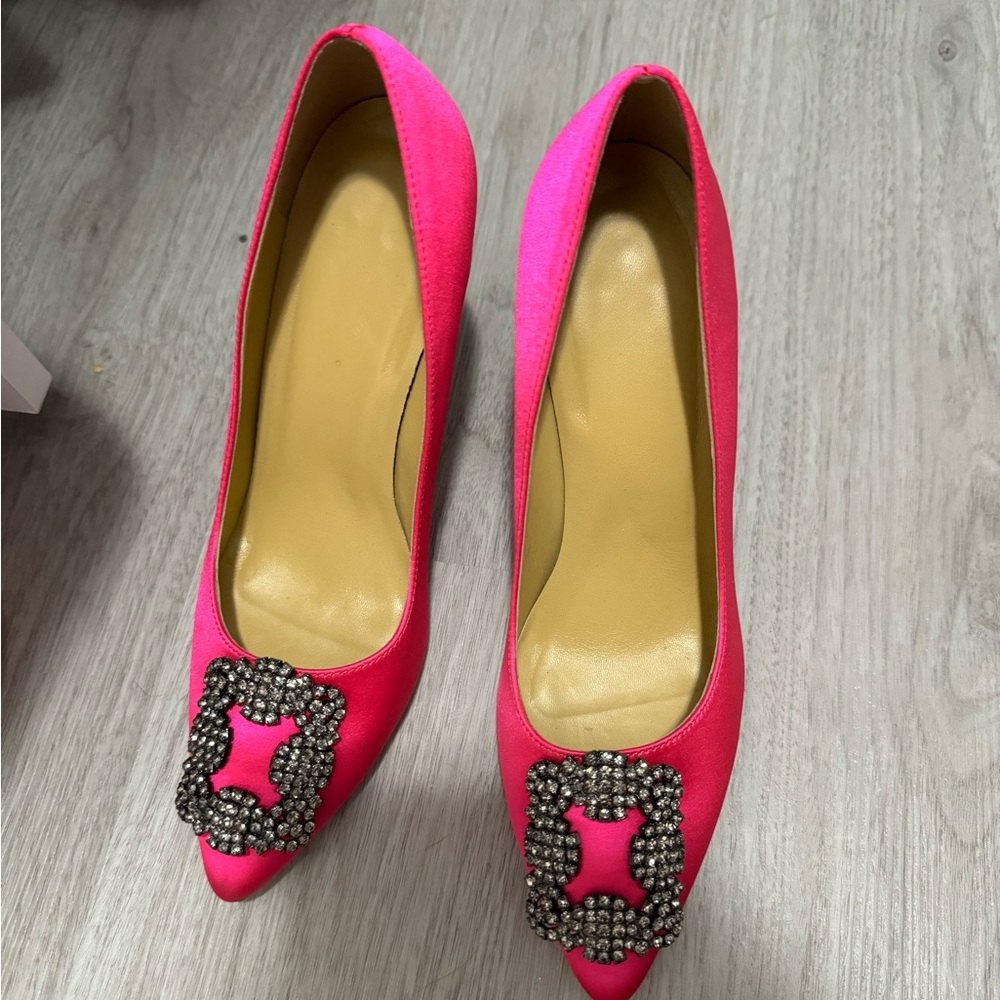 Hot pink satin shoes